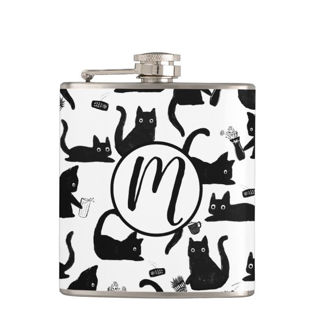 Bad Cats Knocking Stuff Over Hip Flask (Front)