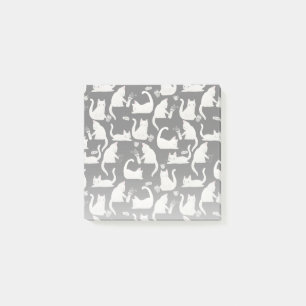 Bad Cats Knocking Stuff Over, White Cats on Black Post-it Notes