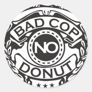 Bad Cop No Doughnut - Black Classic Round Sticker