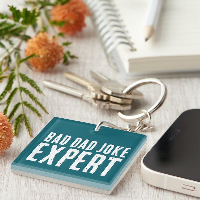 Bad Dad Joke Expert BOLD TYPOGRAPHY Key Ring (Front Right)
