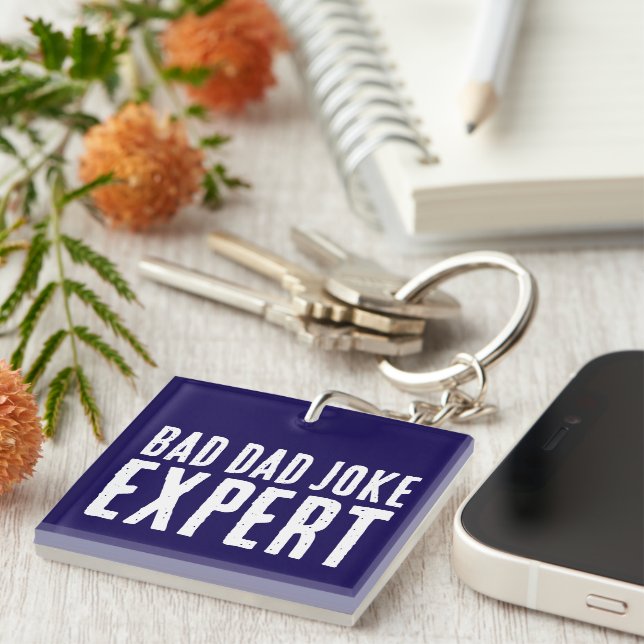 Bad Dad Joke Expert BOLD TYPOGRAPHY Key Ring (Front Right)
