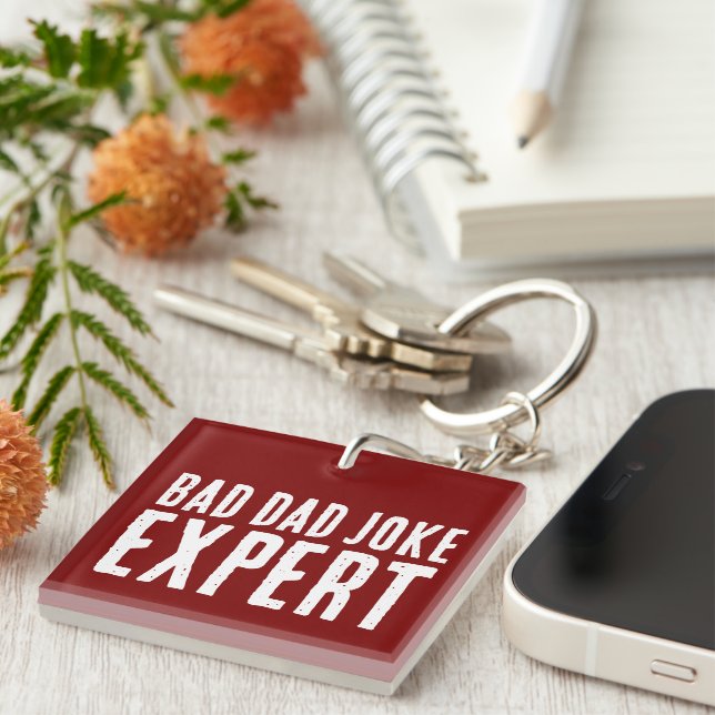 Bad Dad Joke Expert BOLD TYPOGRAPHY Key Ring (Front Right)