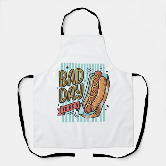 Bad Day Hot Dog Retro Vector Shirt Design_1 Apron (Front)