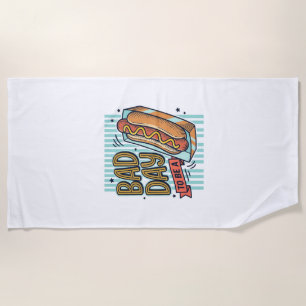 Bad Day Hot Dog Retro Vector Shirt Design_1 Beach Towel