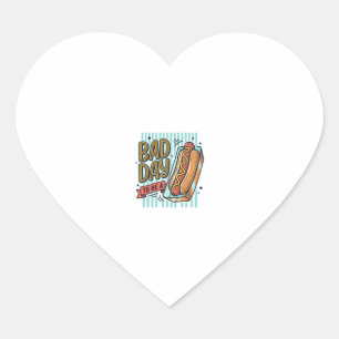 Bad Day Hot Dog Retro Vector Shirt Design_1 Heart Sticker
