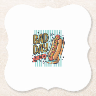 Bad Day Hot Dog Retro Vector Shirt Design_1 Paper Coaster