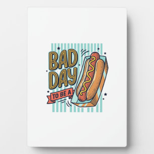 Bad Day Hot Dog Retro Vector Shirt Design_1 Plaque
