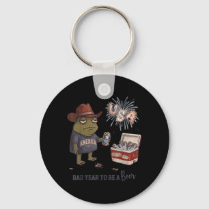 Bad Day To Be A Beer Funny Patriotic Frog Cowboy Key Ring