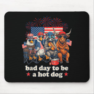 Bad day to be a hot dog funny 4th of july mouse pad