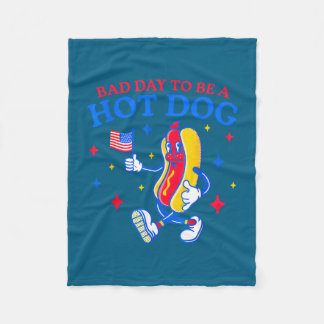Bad day to be a hot dog funny bbq grilling 4th of fleece blanket