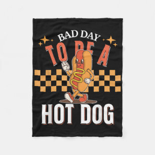 Bad Day To Be A Hot Dog, Funny Food Meme, Retro Su Fleece Blanket