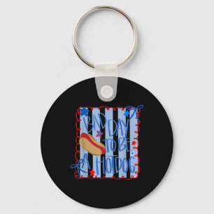 Bad Day To Be A Hotdog 4th Of July Coquette Bow Key Ring