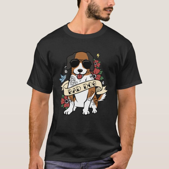 Bad Dog Saint Bernard Dog T-Shirt (Front)