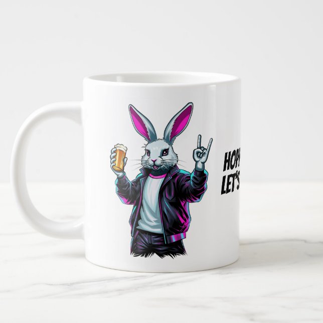 Bad Easter Bunny! Hoppy Easter, Let’s Have Fun! Large Coffee Mug (Left)