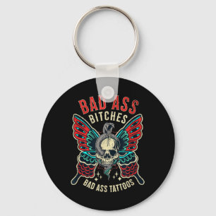 Bad Es Tattooed Women Empowered Retro Tattoo Flash Key Ring