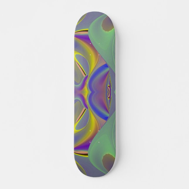 Bad Face , Abstract 3D Rainbow Art Skateboard (Front)