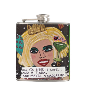 BAD GIRL FLASK-ALL YOU NEED IS LOVE AND A TIARA HIP FLASK