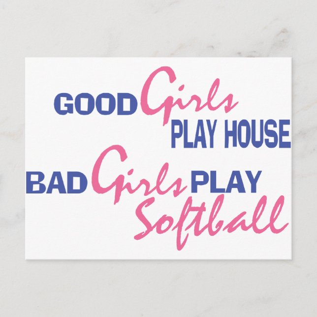 Bad Girls Play Softball Postcard (Front)