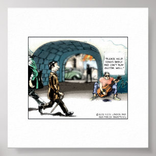 "Bad Guitarist" Funny Cartoon Collectable Print