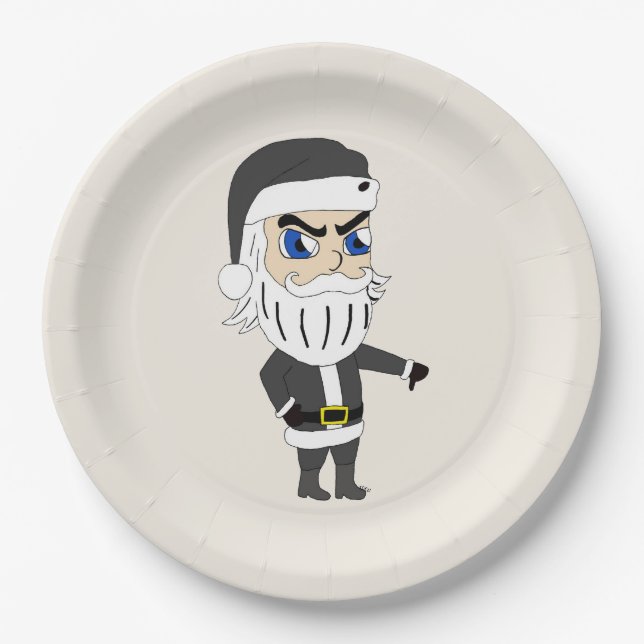 bad guy santa claus    paper plate (Front)
