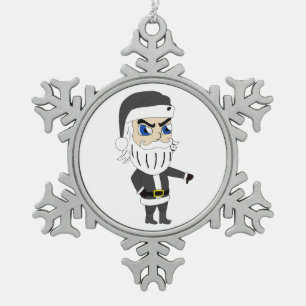 bad guy santa claus   snowflake pewter christmas ornament