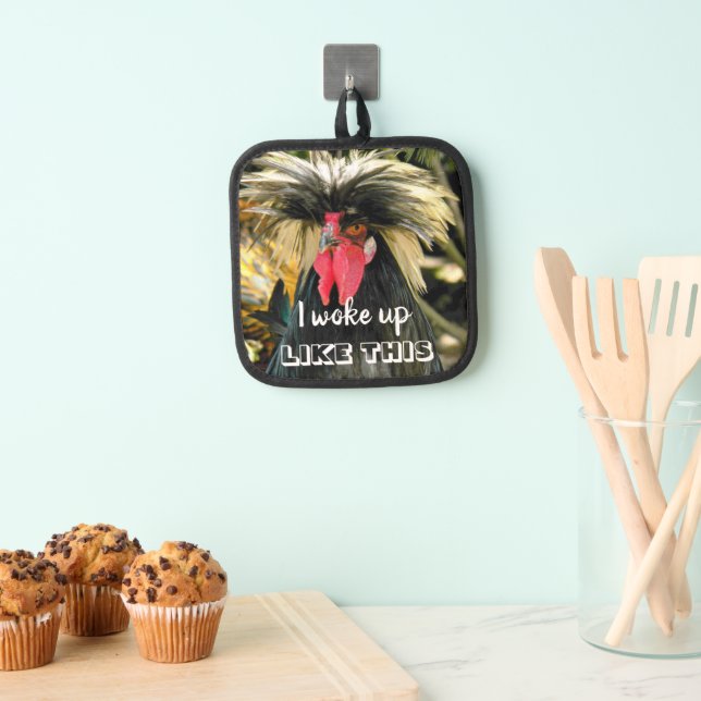 Bad Hair Day Funny Chicken Meme Pot Holder (Insitu(Hanging))