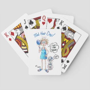 Bad Hair Day humourous coloured sketch Playing Cards