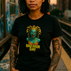 Bad Hair Day   Medusa Edition   Myth Monster Style Tri-Blend Shirt