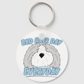 Bad Hair Day Sheepdog Keychain
