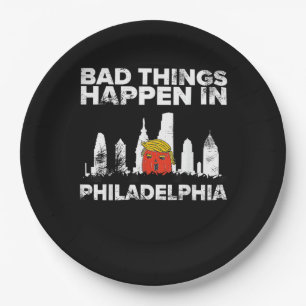 Bad Happen Philadelphia Halloween Spooky Trumpkin Paper Plate
