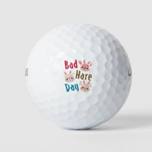 Bad Hare Day Funny Bunny Rabbit Kawaii Easter Golf Balls