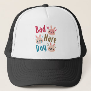 Bad Hare Day Funny Bunny Rabbit Kawaii Easter Trucker Hat