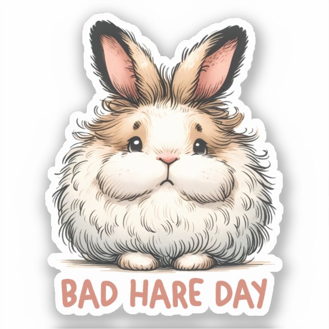 Bad Hare Day Funny Bunny Rabbit Pun (Front)
