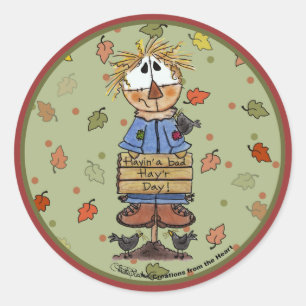 Bad Hay'r Day Scarecrow Classic Round Sticker