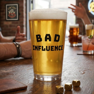 BAD Influence Pint Glass – Bold Black Typography