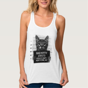 Bad Kitty Cat Police Arrest Photo Funny Singlet