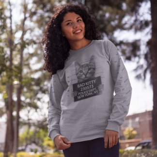 Bad Kitty NYPD Police Arrest Photo Funny Gift Sweatshirt