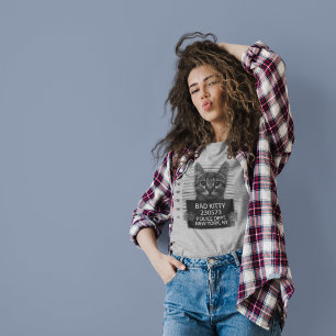 Bad Kitty NYPD Police Arrest Photo Funny Gift T-Shirt