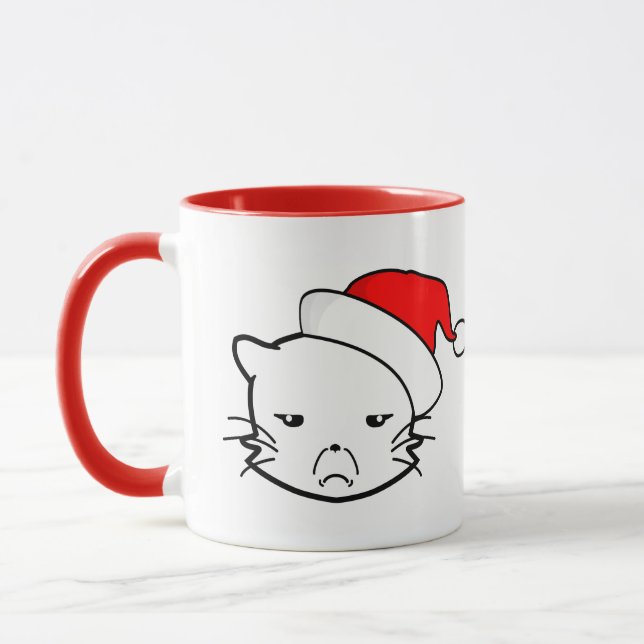 Bad Mood Cat Christmas Edition Mug (Left)