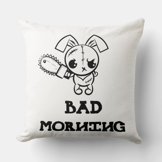 Bad Morning Grumpy Voodoo Bunny T-Shirt Cushion (Front)