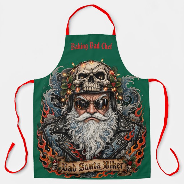 Bad Mr Claus Biker Baking Bad Chef  Apron (Front)