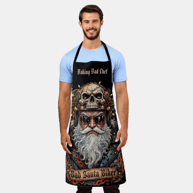 Bad Mr Claus Biker Baking Bad Chef  Apron (Worn)