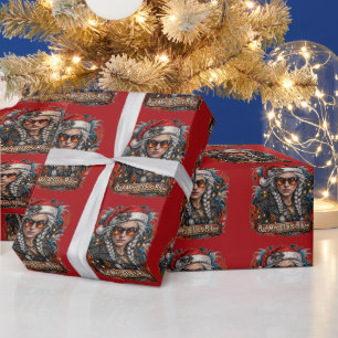 Bad Mrs Claus Biker, Biker Grandma Christmas Gift Wrapping Paper