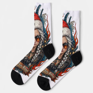 Bad Mrs Claus Biker Socks Biker Wife Badass