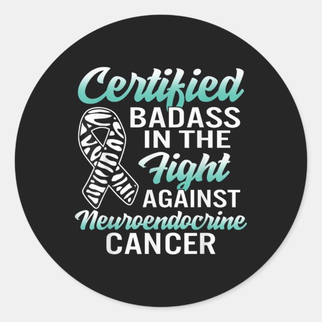 Bad Neuroendocrine Cancer Awareness Net Zebra Ribb Classic Round Sticker (Front)