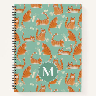 Bad Orange Tabby Cats Knocking Stuff Over Notebook
