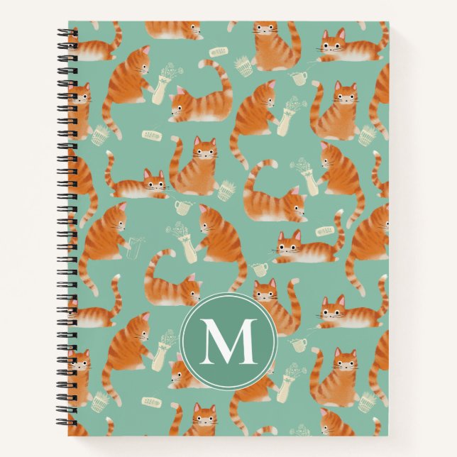 Bad Orange Tabby Cats Knocking Stuff Over Notebook (Front)