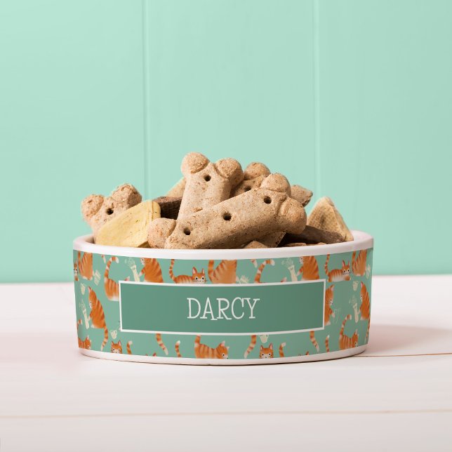 Bad Orange Tabby Cats Knocking Stuff Over Pattern (Bad Cats Knocking Stuff Over Dog bowl)