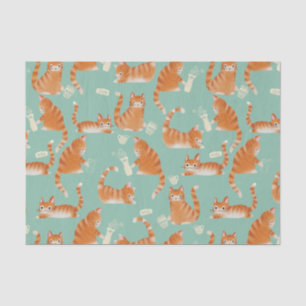 Bad Orange Tabby Cats Knocking Stuff Over Tissue Paper