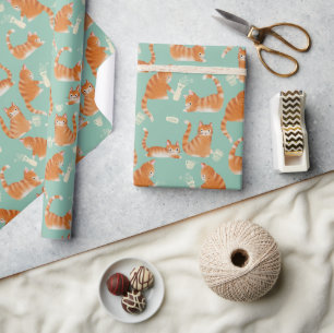 Bad Orange Tabby Cats Knocking Stuff Over Wrapping Paper